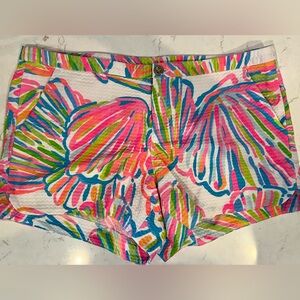 Lilly Pulitzer Adie Shorts White Shellebrate Side Pockets Size 10